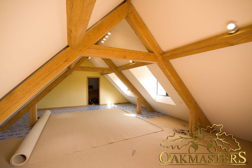 Inside view of an oak framed garage loft space