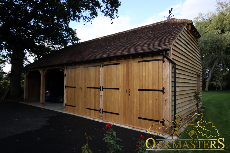 4 bay semi closed oak framed garage