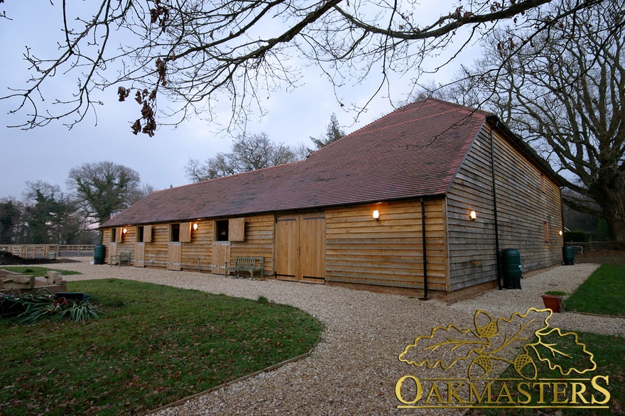Rear view of oak framed stables