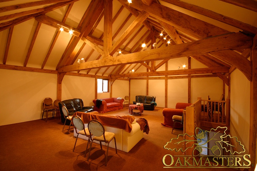 Internal view of an oak stable loft