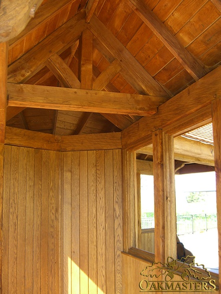 King post truss in timber park garden shelter