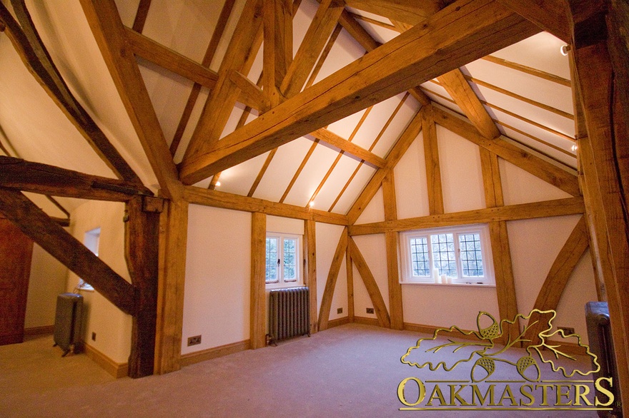 Hand crafted trusses and rafters in listed home