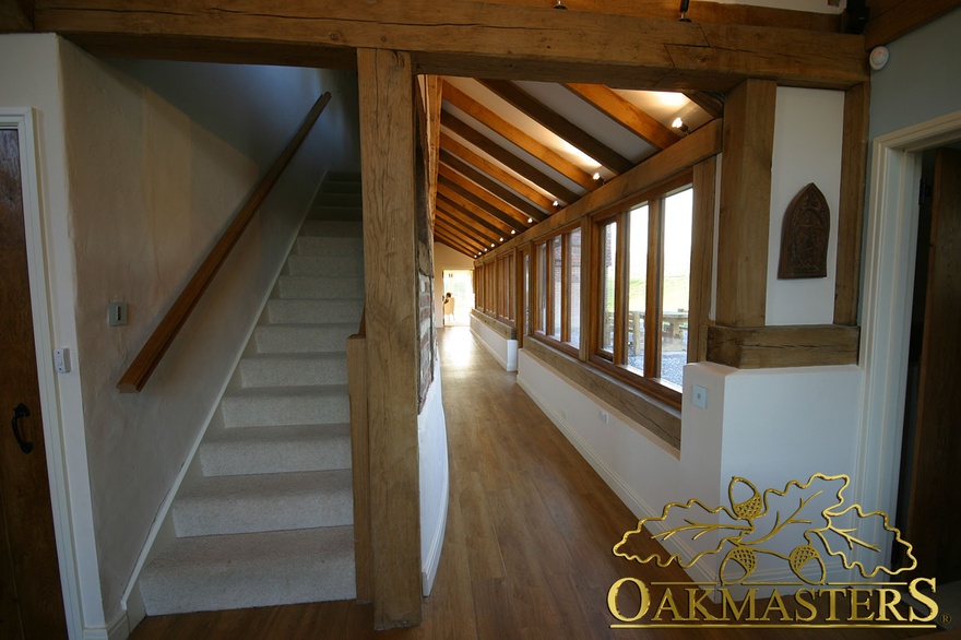Oak framed glazed hallway in listed home extension
