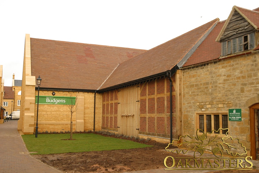Oak frame and door create barn style supermarket