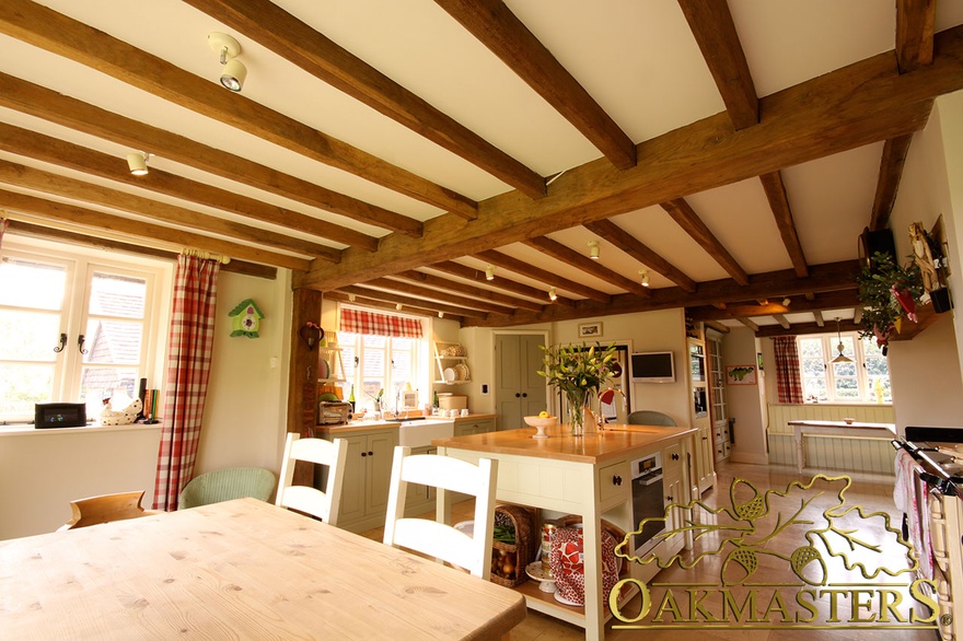 Medium weight oak ceiling layout in a country farm kitchen - 103749