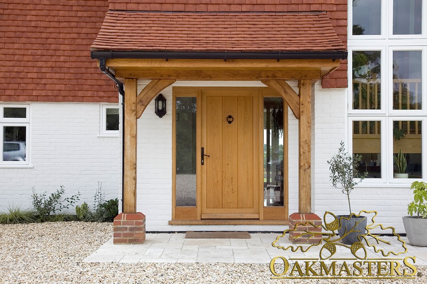 Open porch with oak posts and brackets