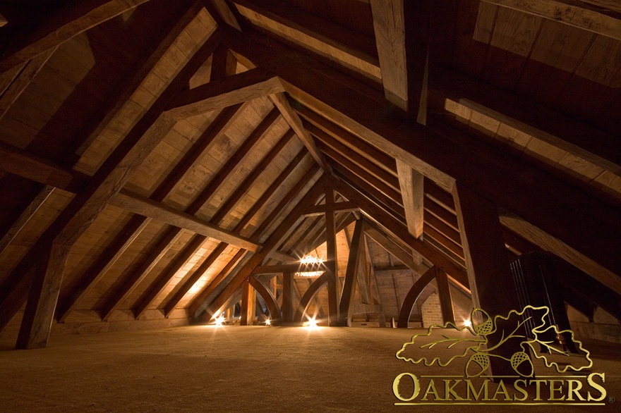 Cavernous loft space with raised tie trusses