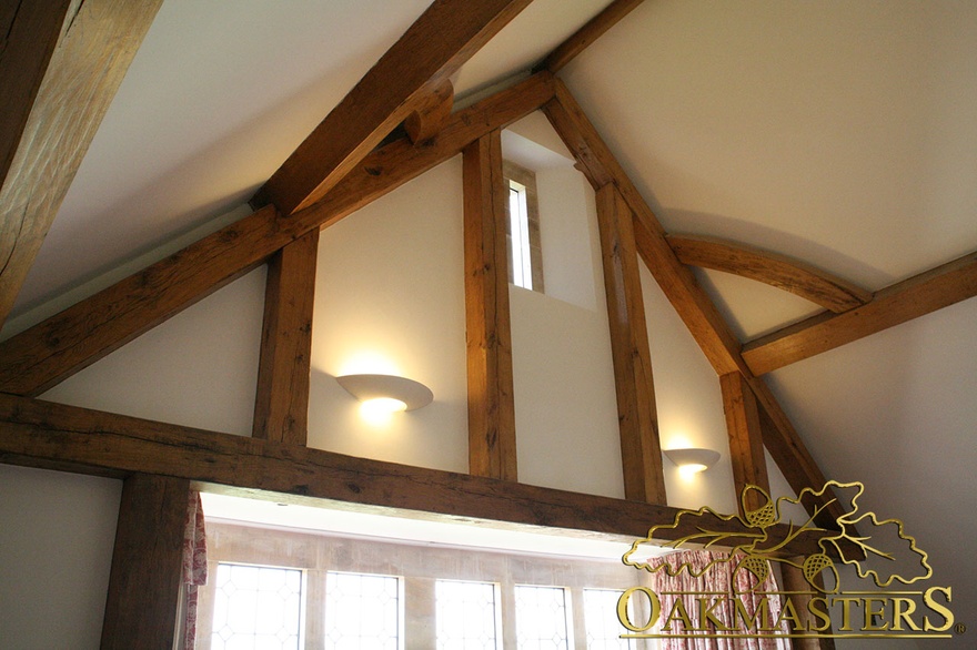Exposed truss created feature above window