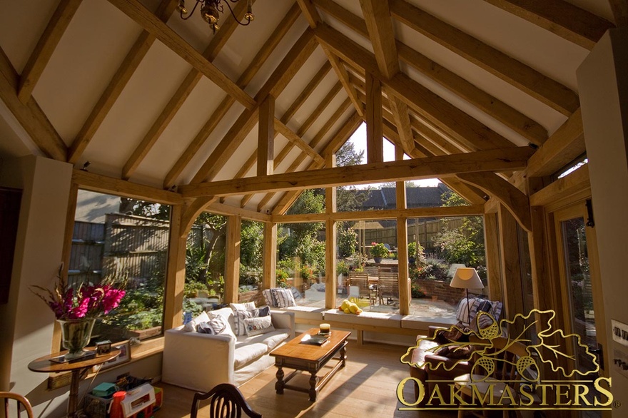 Sunny sitting room inside spectacular oakframe garden room