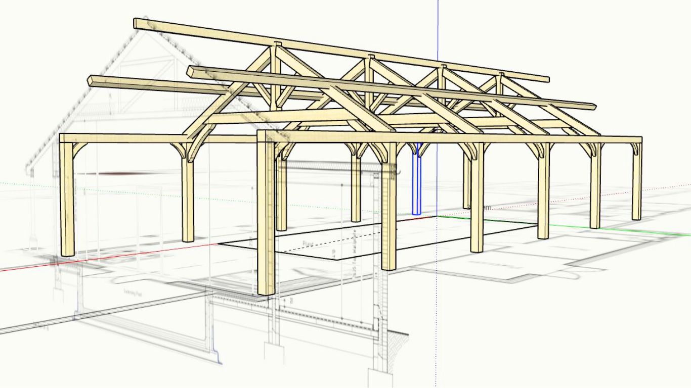 Planning stage for oak framed pool building