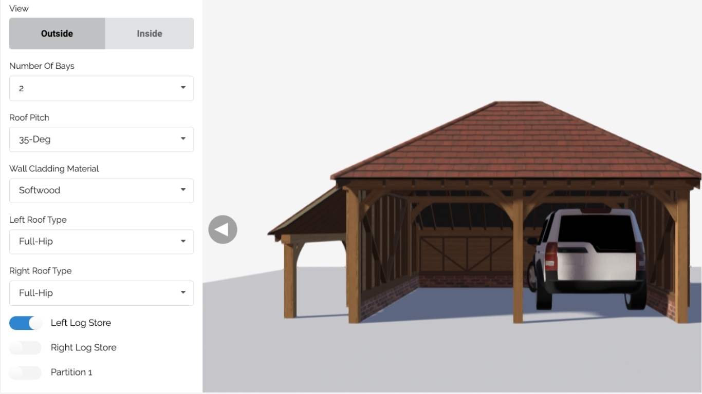 Design your own bespoke oak garage kit with our user-friendly garage design tool