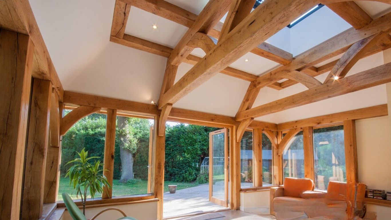 oak framed orangery with solid ceiling