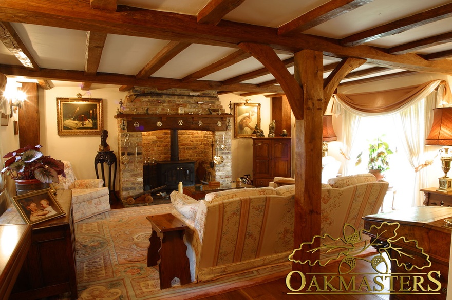 oak beam fireplace
