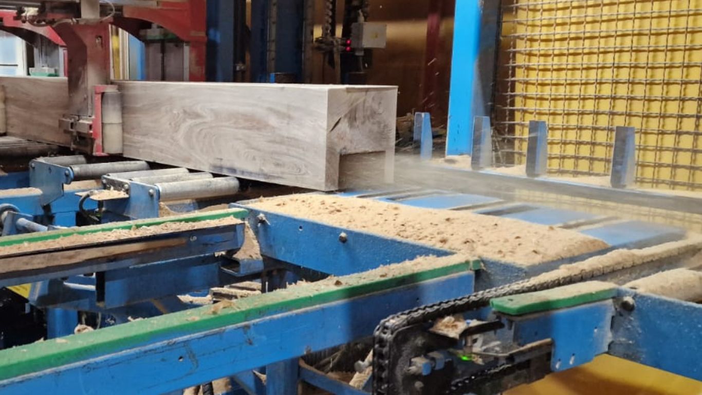 Oak frame being manufactured