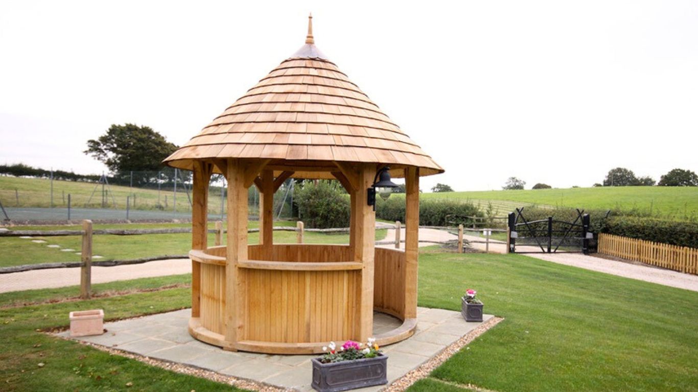 Our oak gazebo kits provide the perfect for outdoor gatherings. Enhancing your garden with a charming round oak gazebo.
