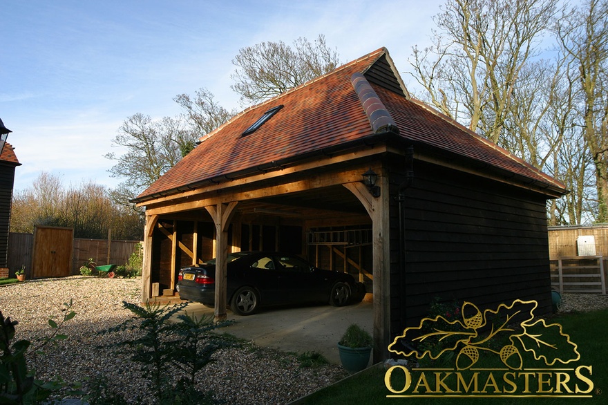 Gablet roof detail on a two bay oak garage