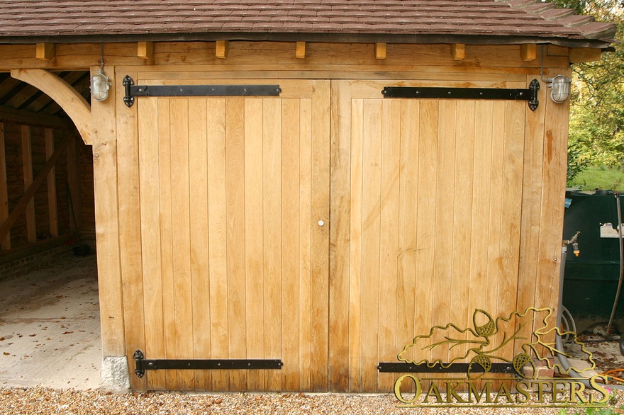 Image for 2-bay semi closed garage with log store