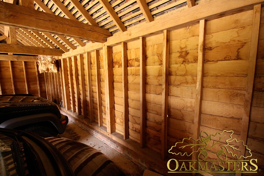 Internal view of oak feather edge cladding