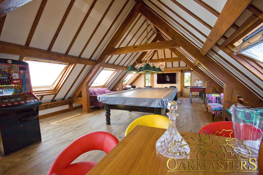 Games room above a large oak framed garage