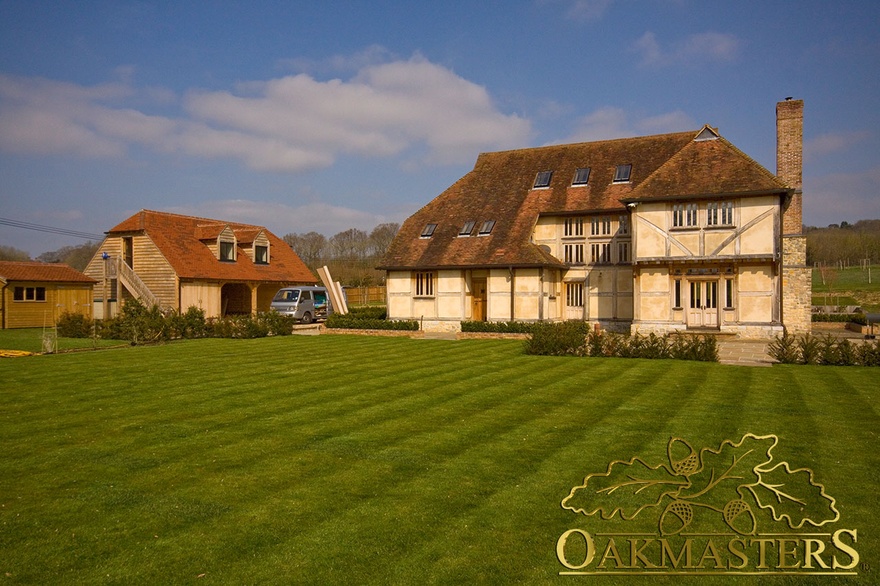 Luxury oak framed garage complimenting a stunning oak framed house