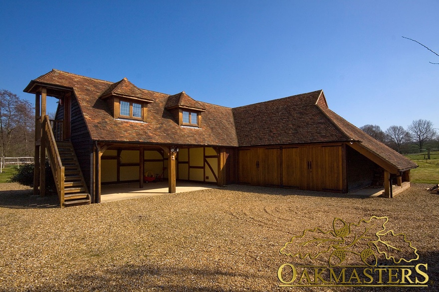 5 bay oak framed garage complex with loft space