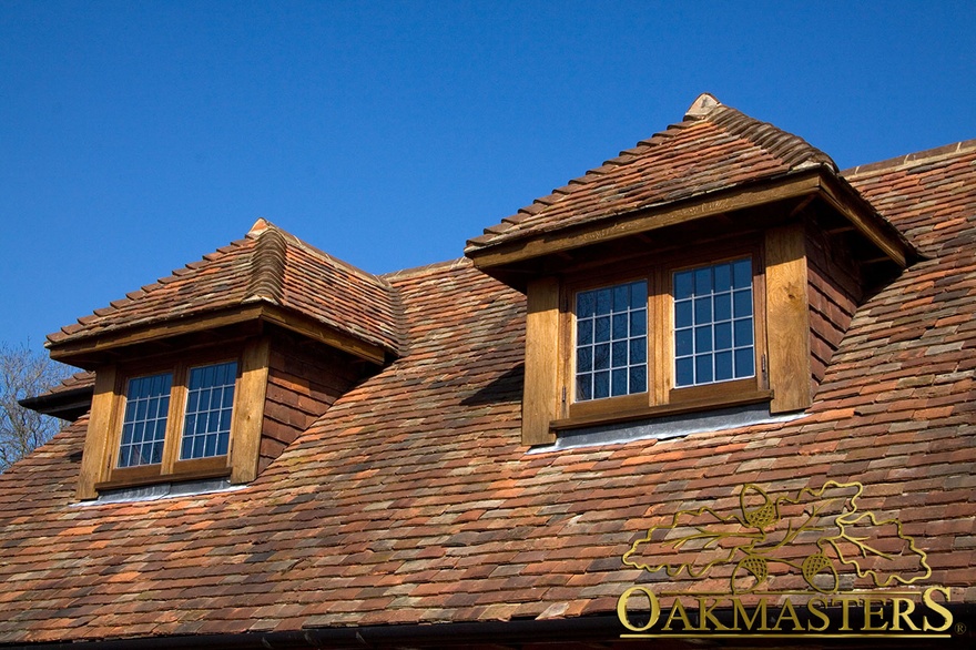 Oak dormer windows on an oak framed garage