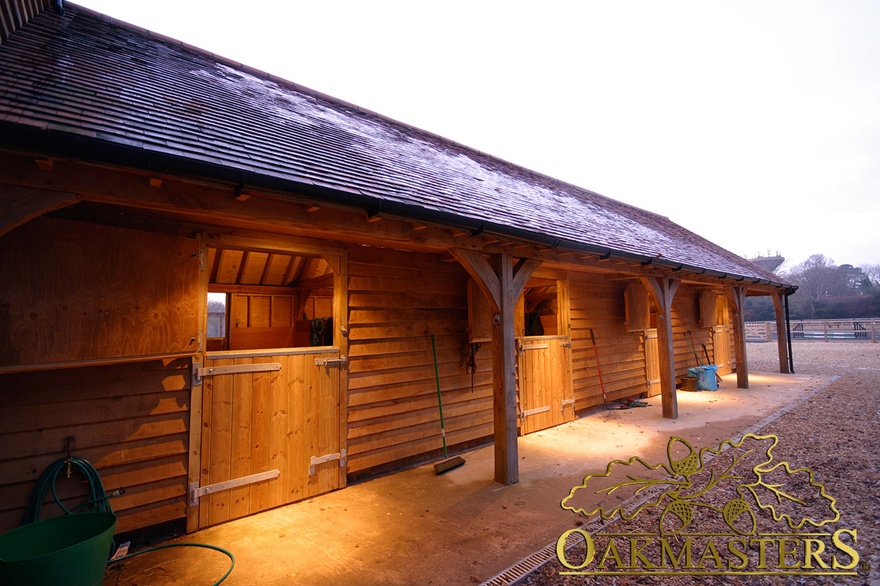 Detail of a walkway of an oak framed stable complex