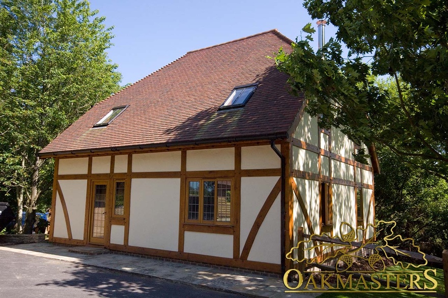 Walled oak-framed office or garden house