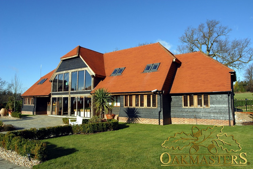 Featheredge cladding to side of oak framed marketing building