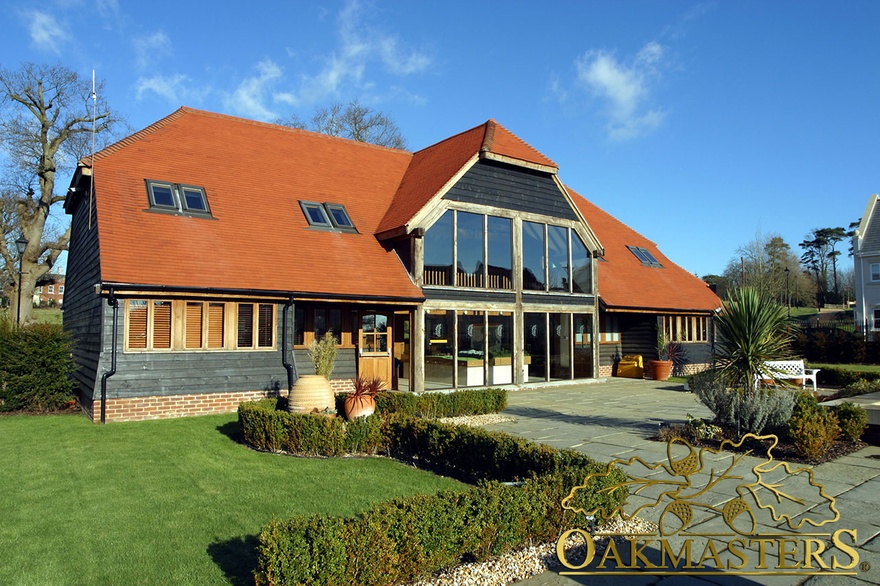 Oak-framed windows to rear of marketing suite