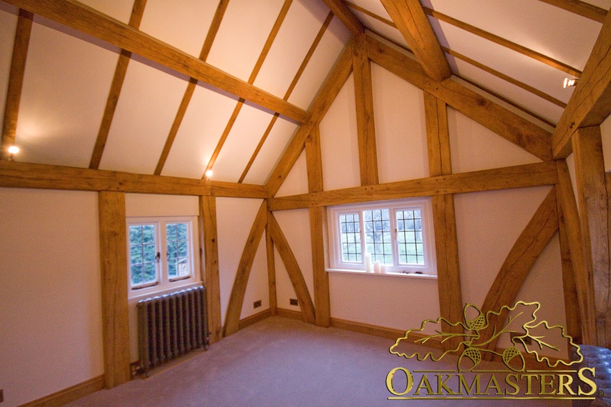 Bespoke straight oak ceiling rafters in listed extension