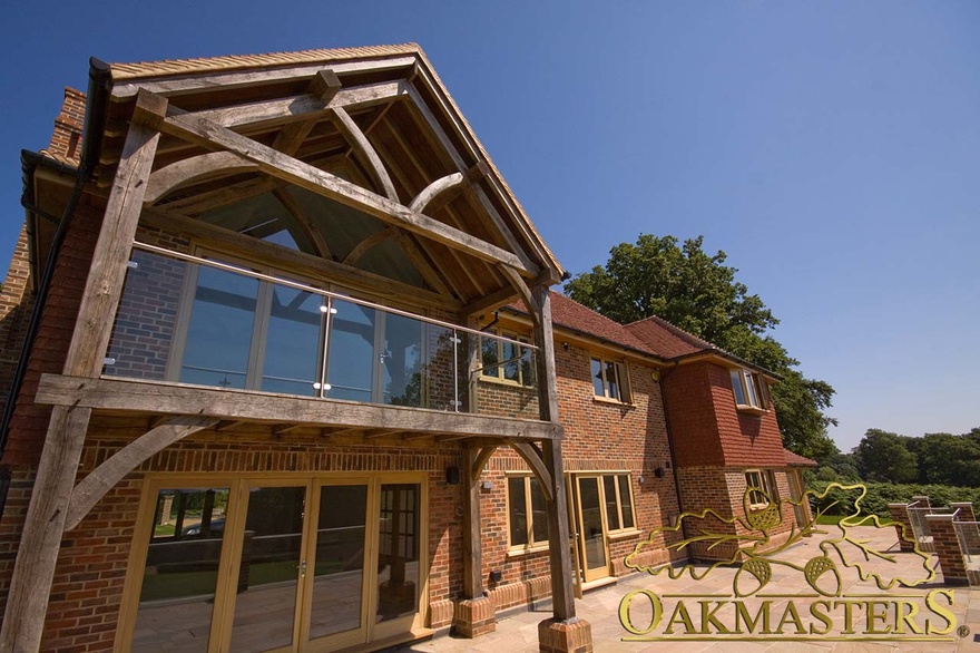 Oak frame windows and glazed doors to rear of modern family house