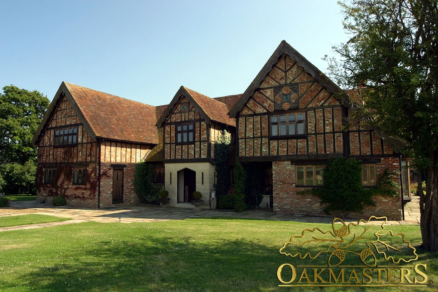 Front exterior of reclaimed oak residence