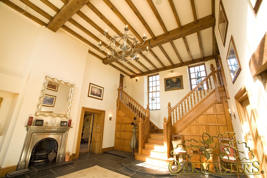 heavy oak beam layouts work well for high ceilings - 125616