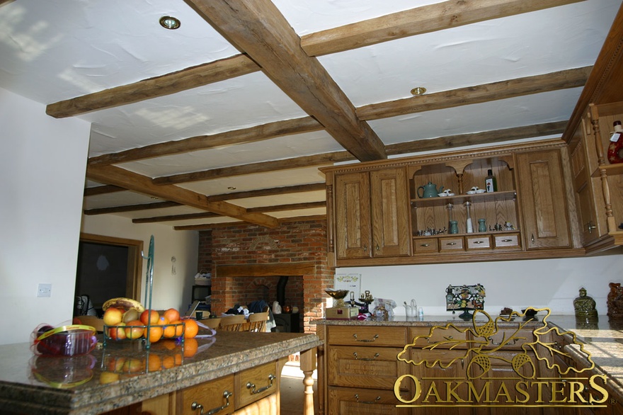 Sparser joists brighten the ceiling in this country kitchen - 152937