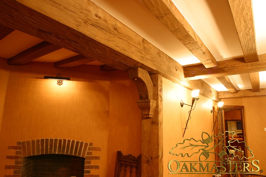 Oak posts and curved brackets supporting a large lintel - 164736