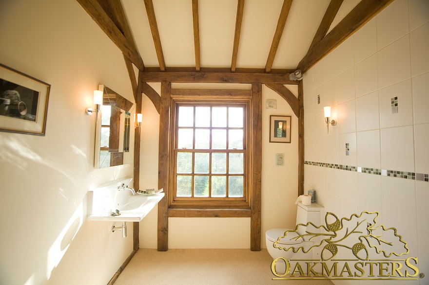 Oak posts create a pretty frame around this window - 133044