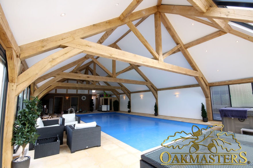 Oak framed pool house in Sussex