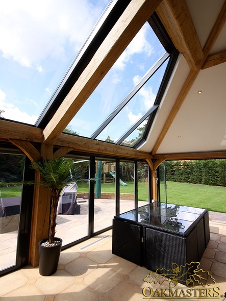 Detail of glazed oak pool building roof