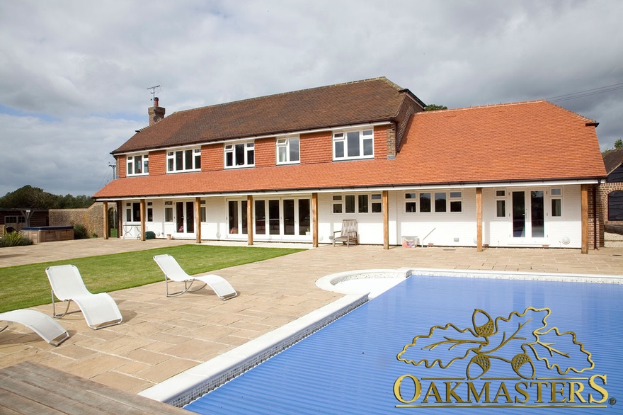 Private pool complex with cosmetic white painted cladding