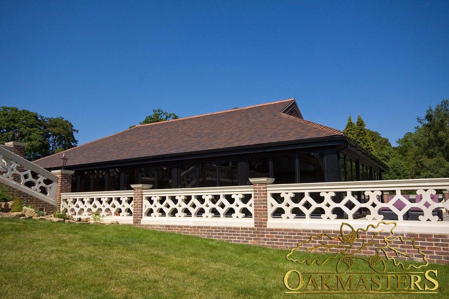 Exterior of pool house and grounds