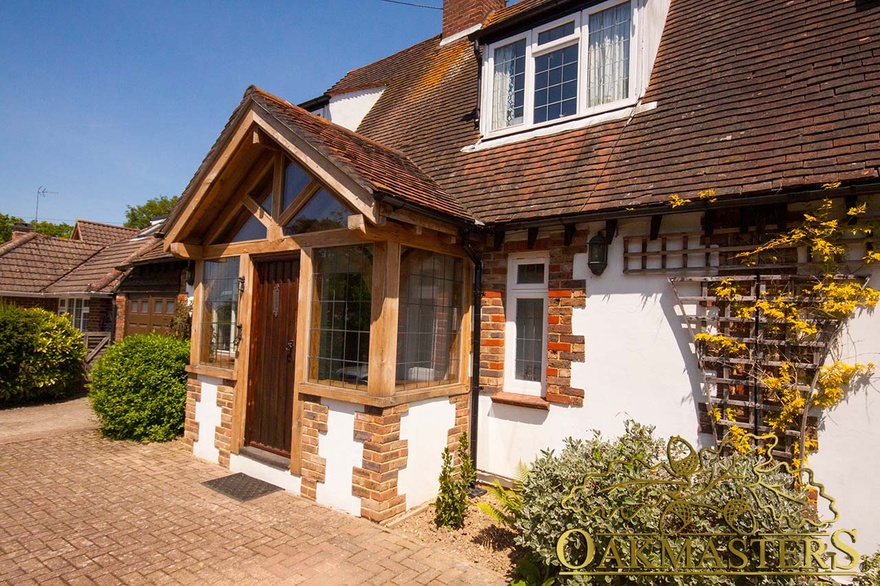 Oak porch with brick detail