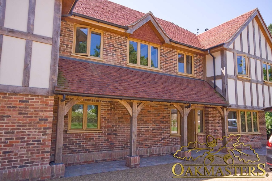 Luxuriously large open oak porch