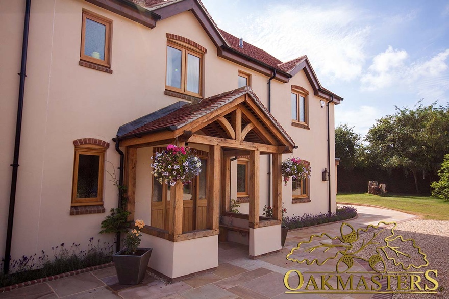 Modern house with traditional oak porch