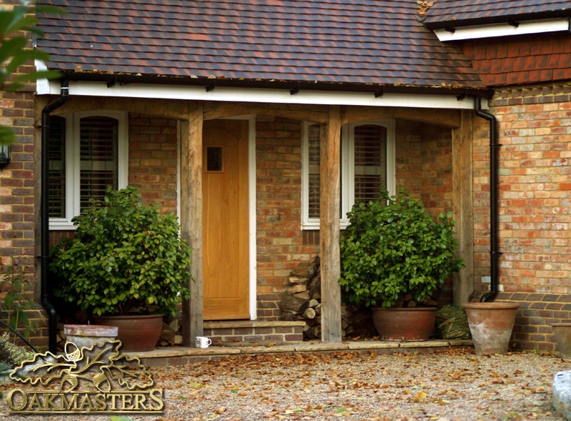 Welcoming oak porch with uncomplicated design