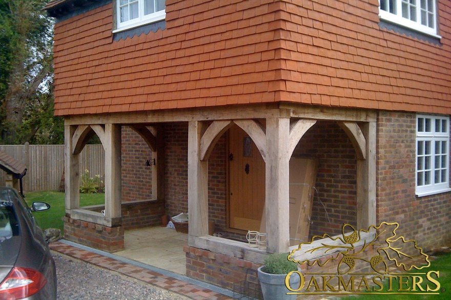 Oak porch supporting the floor above