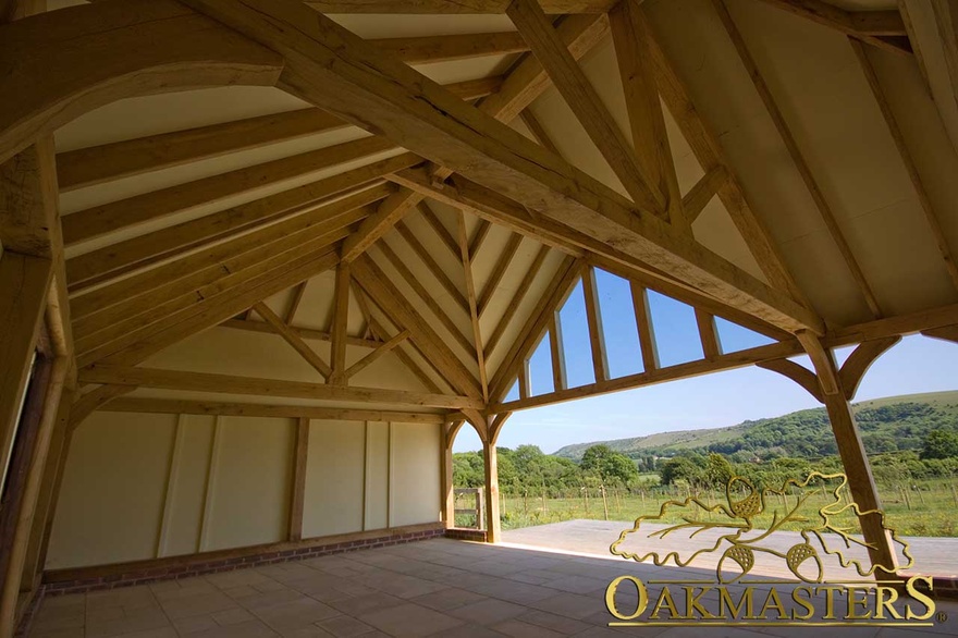 Glazed gable detail on a stunning oak roof