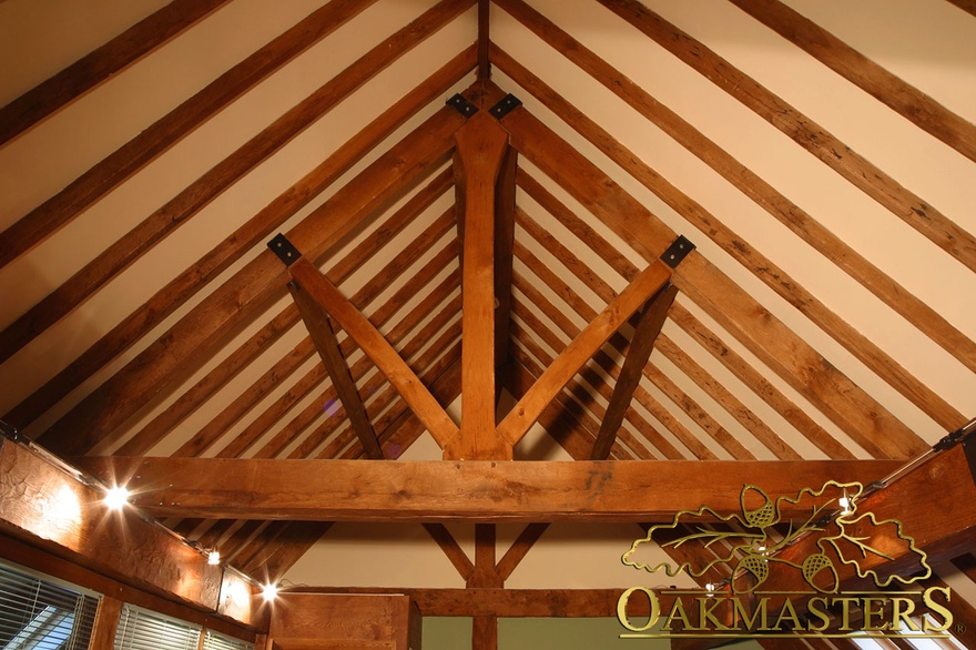 Simple king post truss with oak rafters