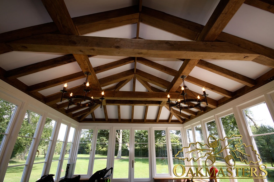 Low pitch roof in sunroom