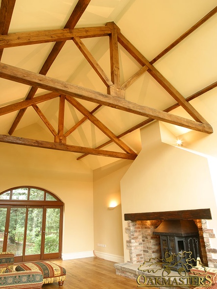 Open ceiling above fireplace